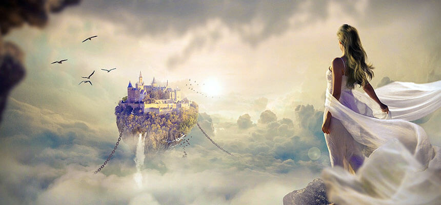 Nő távolba réved, alternatív valóság és lélekutazás